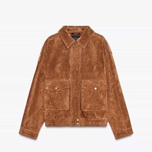 ZARA BOMBER JACKET %100 SUEDE